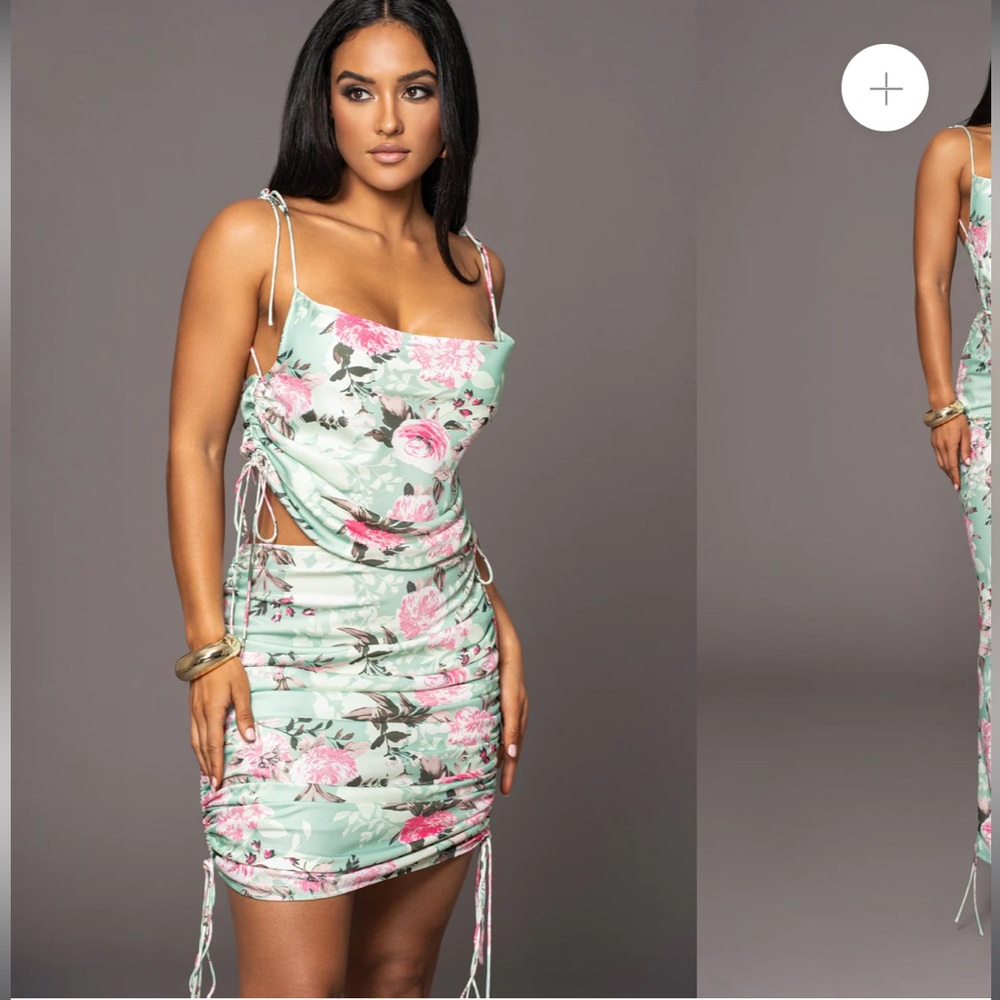 Milan Adjustable Side Rouche Floral Skirt Set
